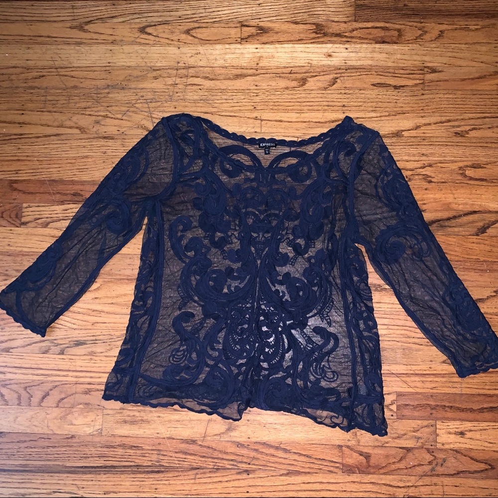 EXPRESS 3/4 sleeve Navy blue Top